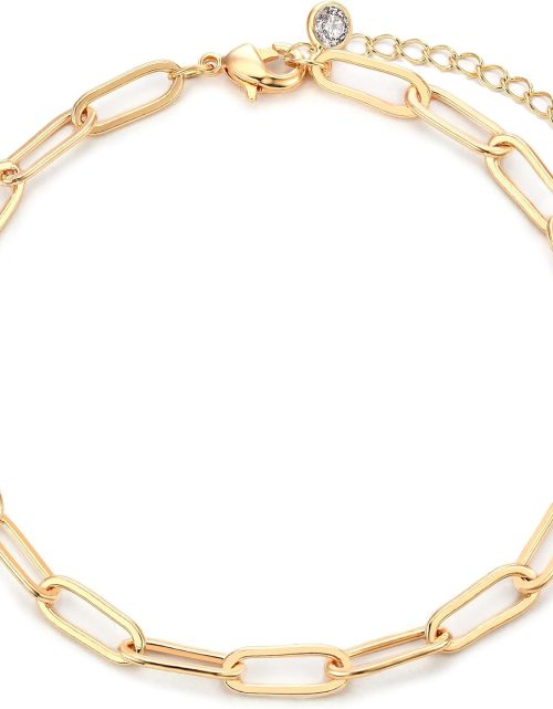 Bracelet for Women 14K Gold Plated Dainty Chain Simple Jewelry Cute Handmade Minimalist for Her